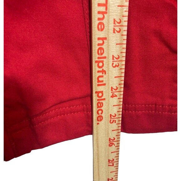 Koret Red Jean Blazer Jacket Womens Size Large Zipper Front Shoulder Pads - Picture 6 of 9
